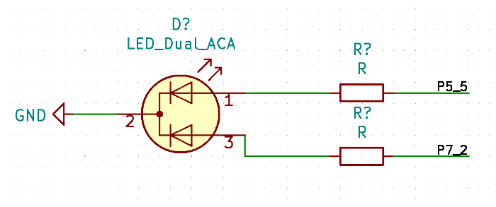 Schematic with all components connected and the resistors connected to the GPIO pins