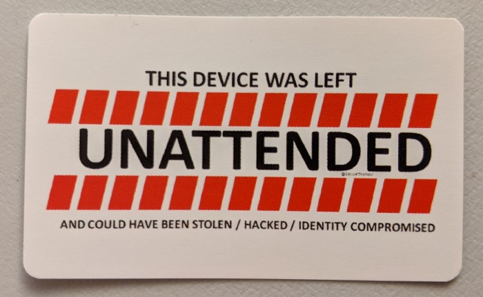 Unattended Devices Sticker